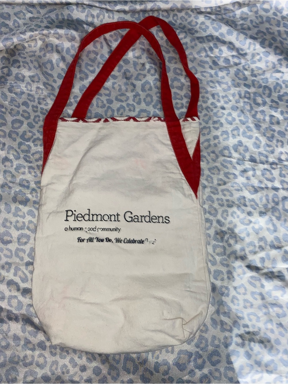 White Canvas Tote with Red Handles